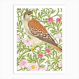 Hawk William Morris Style Bird Art Print