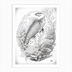 Kohaku Koi Fish Haeckel Style Illustastration Art Print