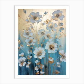 Poppies In Blue And Gold Art Print