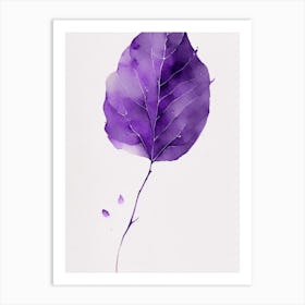 Violet Leaf Minimalist Watercolour 3 Art Print