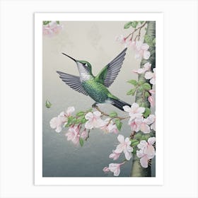 Ohara Koson Inspired Bird Painting Hummingbird 3 Art Print