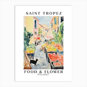 Food Market With Cats In Saint Tropez 3 Poster Art Print