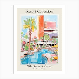 Poster Of Aria Resort Collection & Casino   Las Vegas, Nevada  Resort Collection Storybook Illustration 4 Art Print
