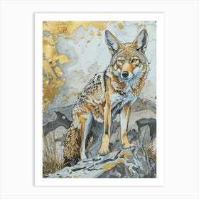 Coyote Precisionist Illustration 2 Art Print