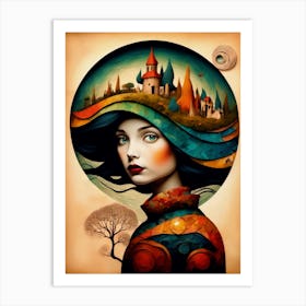 Girl In A Dream Hat Art Print