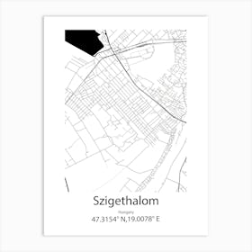 Szigethalom,Hungary Minimalist Map Art Print