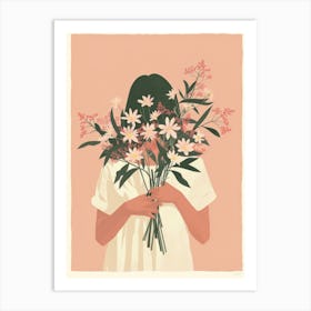 Spring Girl With Pink Flowers 3 Art Print