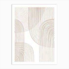 Beige White Wavy Lines Art Print