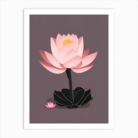 A Pink Lotus In Minimalist Style Vertical Composition 73 Art Print