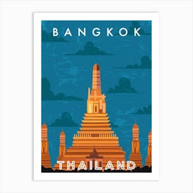 Bangkok, Thailand — Retro travel minimalist poster 1 Art Print