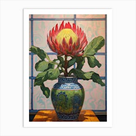 Flowers In A Vase Still Life Painting Protea 4 Art Print