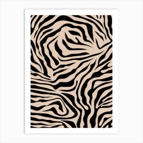 Zebra Stripes Beige And Black Art Print