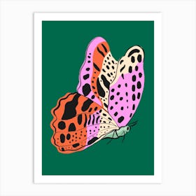 Bright Butterfly on bold green Art Print
