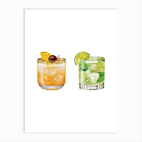 Cocktail Set. Paris Art Print