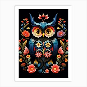 Folk Bird Illustration Eastern Screech Owl 2 Art Print