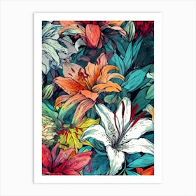 Floral Seamless Pattern flora nature flowers Art Print