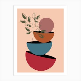 Plant Nature Bowls Leaves Pile Poster Botanical Boho Bohemian Art Print