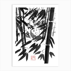 Panda in Bamboo Forest Art Print