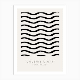 Modern Abstract Line Cream White And Black Art Print