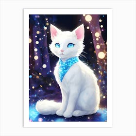 White Cat With Blue Eyes 3 Art Print