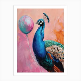 Cute Peacock With Balloon Art Print