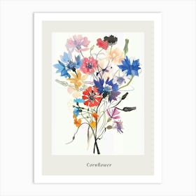 Cornflower 2 Collage Flower Bouquet Poster Art Print