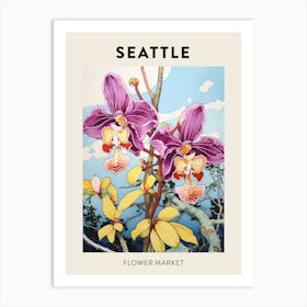 Seattle United States Botanical Flower Market Poster Art Print