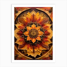 Distinctive boho art.Golden Harvest Mandala.8 Art Print