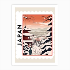 Retro Winter Stamp Poster Kyoto Japan 2 Art Print