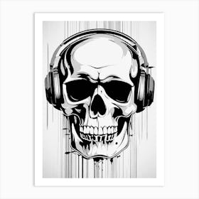 Skull With Headphones 117 Art Print