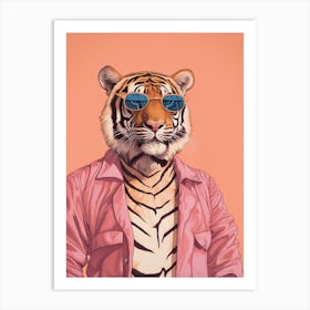 Tiger Illustrations Wearing A Beach Suit 3 Art Print