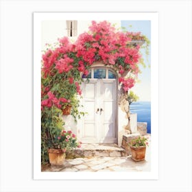 Amalfi, Italy   Mediterranean Doors Watercolour Painting 8 Art Print