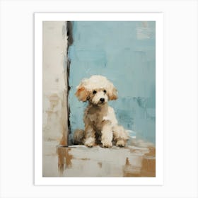 Poodle Dog, Painting In Light Teal And Brown 3 Art Print