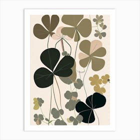 Wood Sorrel Wildflower Modern Muted Colours Art Print