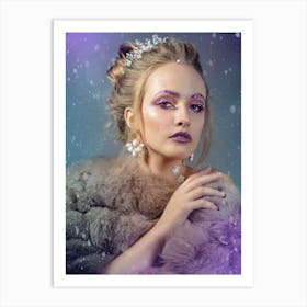 Beautiful Girl In A Fur Coat Art Print