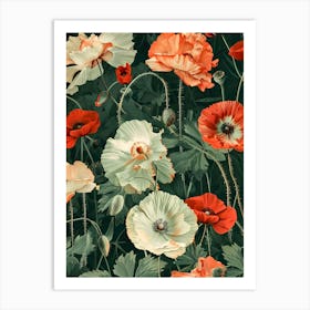 Poppies Inspired By William Morris 3 Art Print