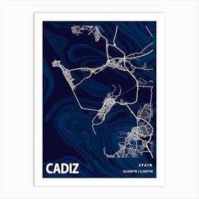 Cadiz Crocus Marble Map Art Print