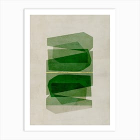 Green Linear Shapes With Gold Art Print