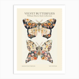 Velvet Butterflies Collection Radiant Butterflies William Morris Style 6 Art Print