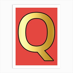 Letter Q Gold Alphabet Pink Art Print