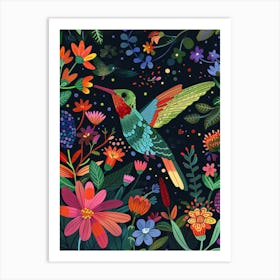 Humming Bird In A GArden Art Print