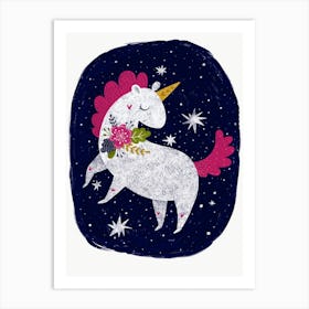 Unicorn Night Sky Art Print