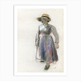 A Peasant Girl in a Straw Hat (ca. 1892), Camille Pissarro Art Print