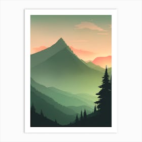 Misty Mountains Vertical Composition In Green Tone 27 Art Print