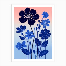 Blue Flower Illustration Geranium 4 Art Print