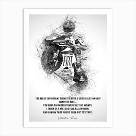 Valentino Rossi Rider Sketch 2 Art Print