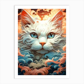 Cat In The Clouds Art Print