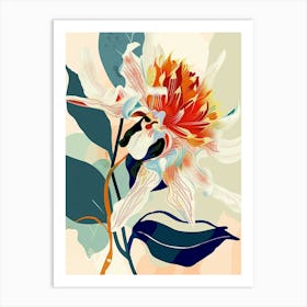 Colourful Flower Illustration Dahlia 2 Art Print