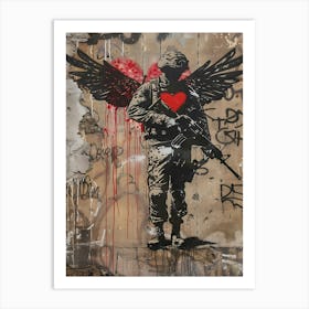 Soilder With A Wings Angle Banksy Art Art Print