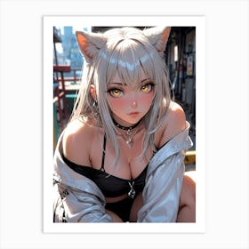 Anime Girl With Cat Ears 5 Art Print